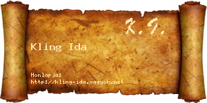 Kling Ida névjegykártya